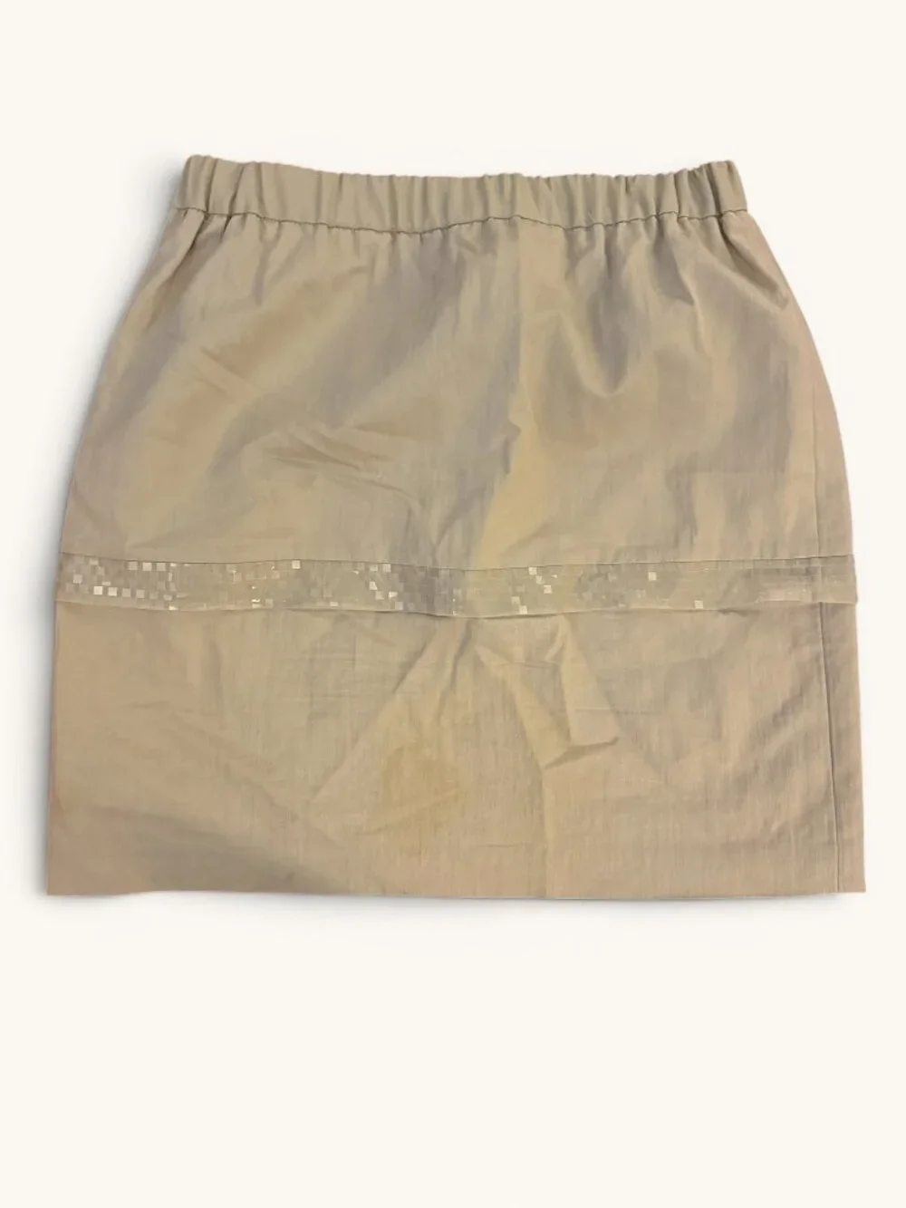 Brunello Cucinelli 100% Silk Monili Beaded Mini Skirt Beige Size 4